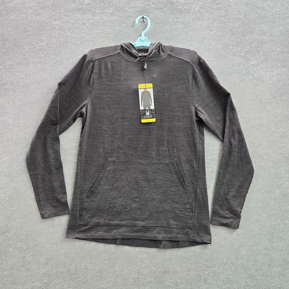 Spyder Active Men Sweatshirt Small Gray Hoodie ProWeb Lightweight Pullover NWT - Picture 1 of 12